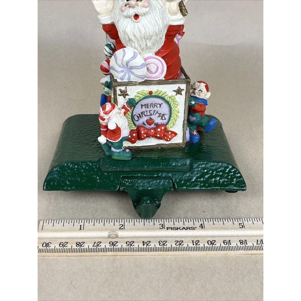 Vintage‎ Giny Inc Cast Iron Santa In A Box Adjustable Christmas Stocking Holder
